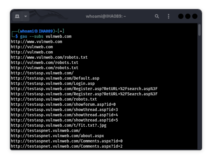 enumerate subdomains using gau